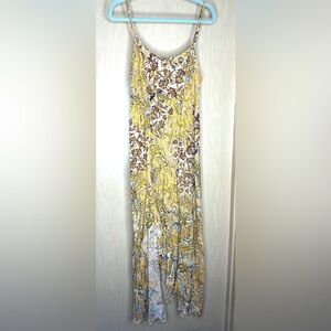 Free People Yellow and Brown Floral Pencil Skirt